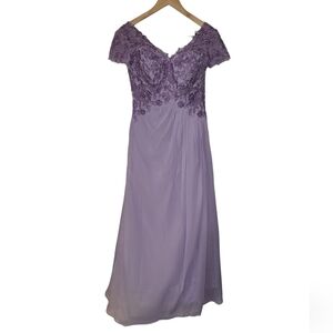 Women's formal mesh and beading long corset lavender bride's maid dress size 12